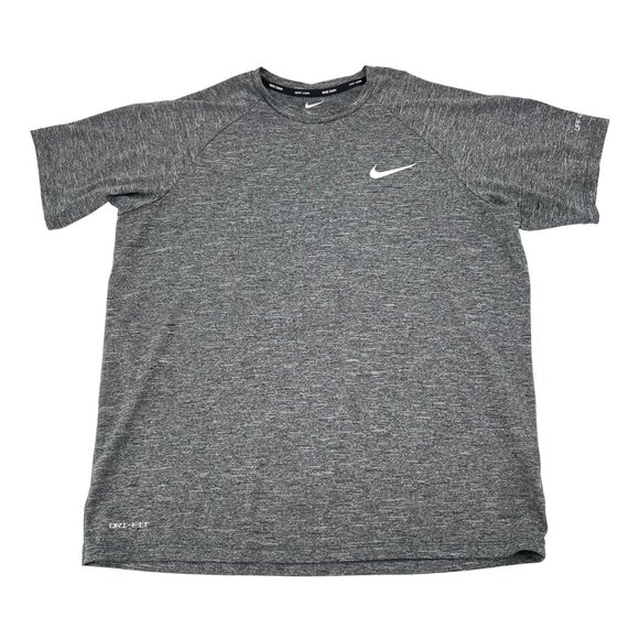 Nike Swim Mens Heather Gray Dri-Fit UPF 40+ Short Sleeve Performance Shirt M - Picture 1 of 8